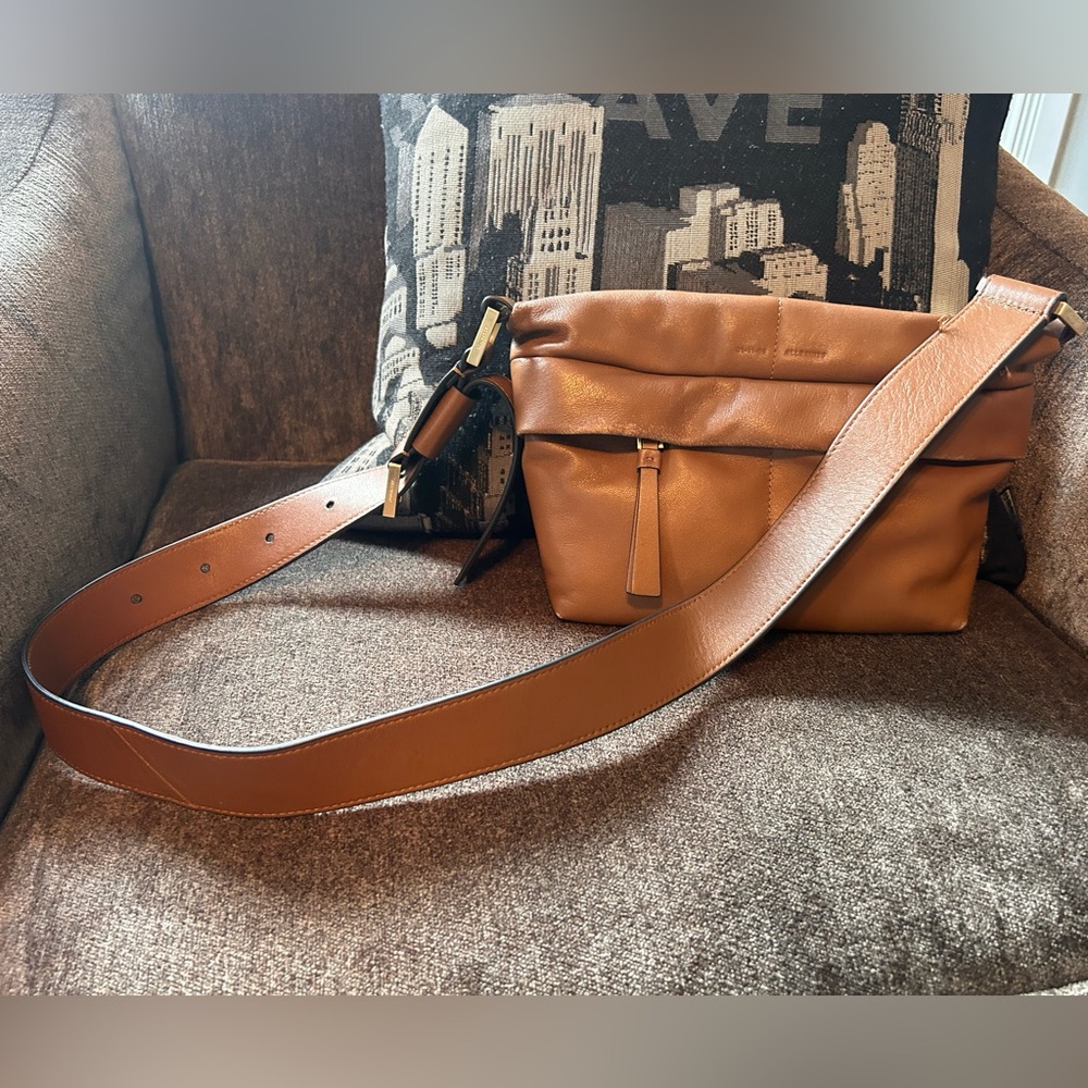All Saints Colette Leather Quilted Crossbody Bag in Sepia Brown